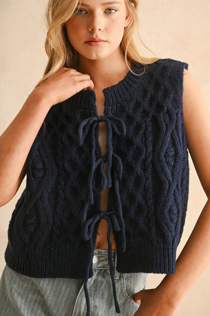 Navy Cable Knit Vest