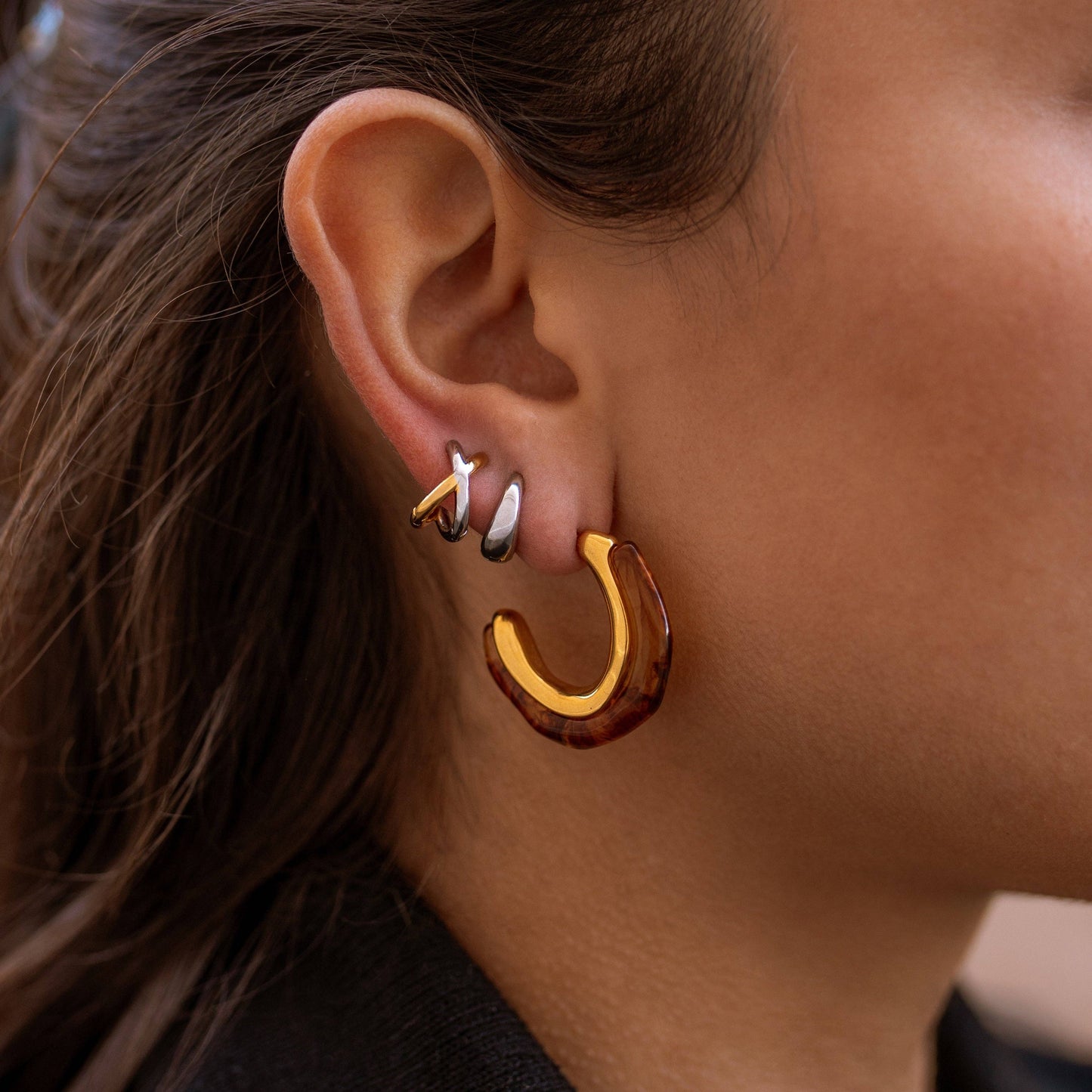 Amber Earrings: Gold