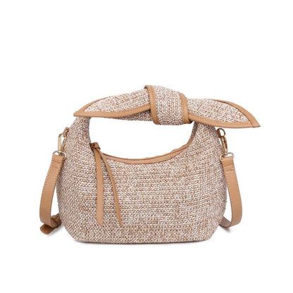 Paloma Knot Straw Crossbody: Tan