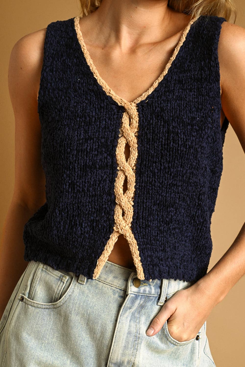 The Kim Navy Sweater Vest