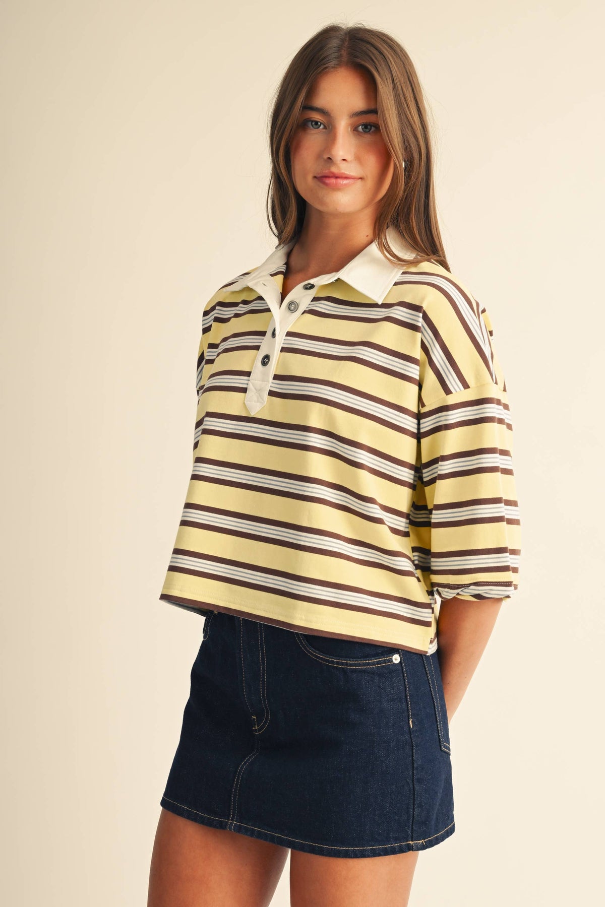 The Rugby Striped Polo- Butter Yellow