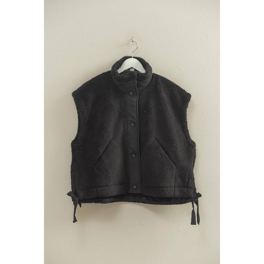 Sherpa Vest Jacket- Black