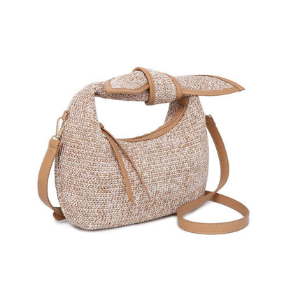 Paloma Knot Straw Crossbody: Tan