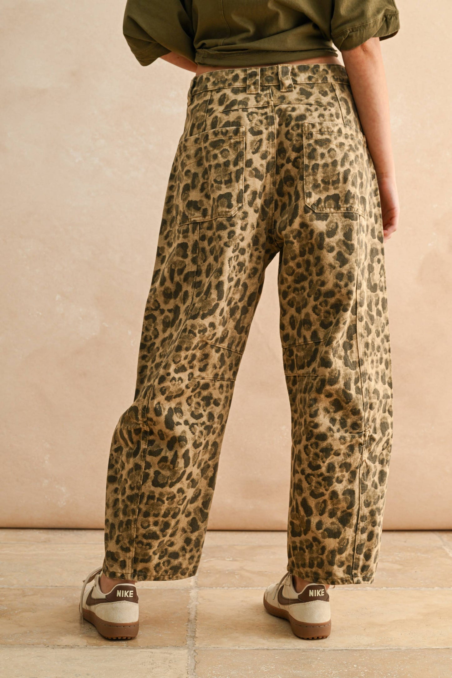 Leopard Printed Barrel Pants