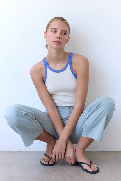 Washed Ringer Tank Top- Cream