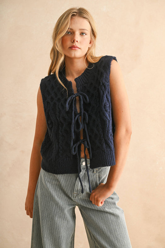 Navy Cable Knit Vest