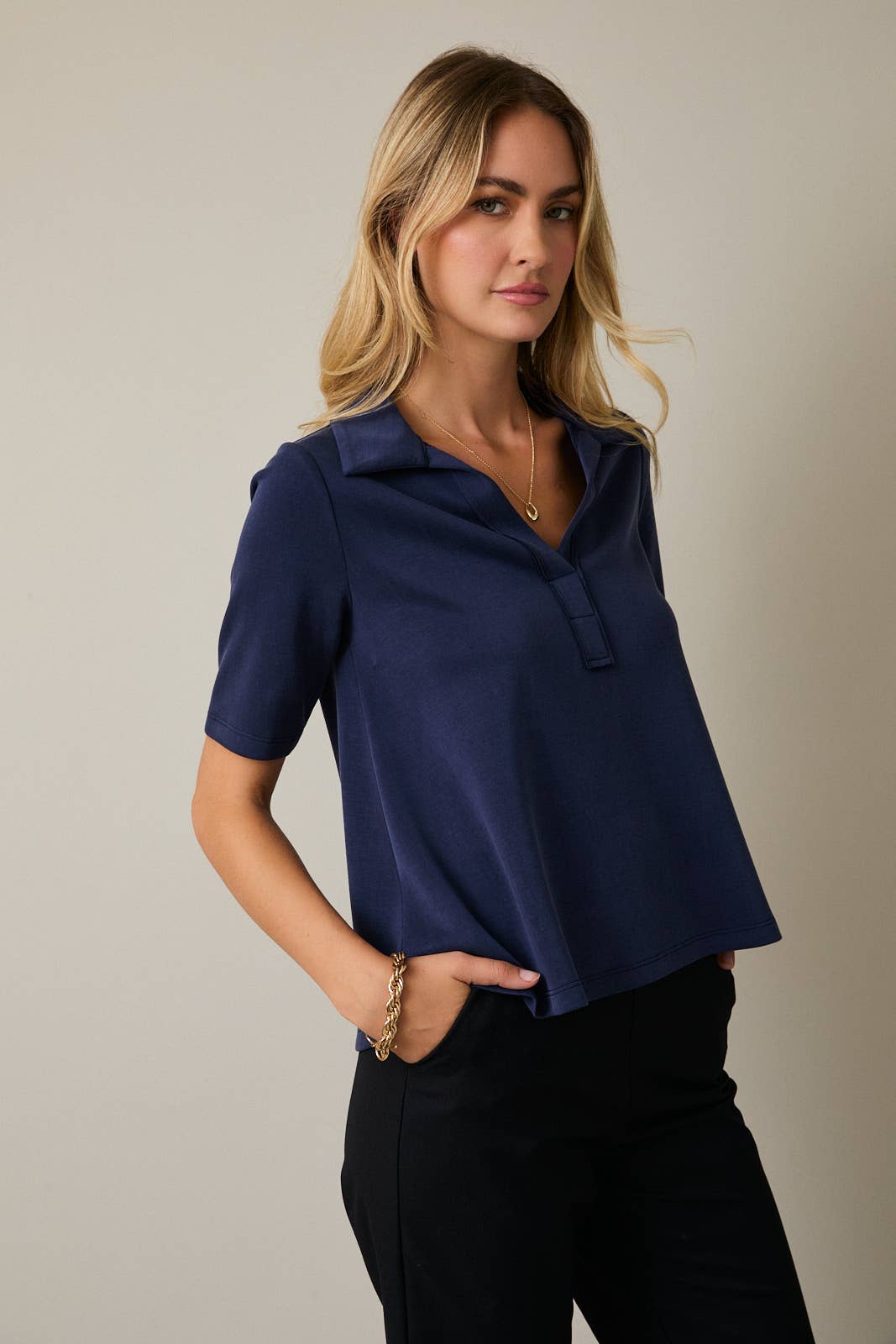 Navy Blue Collared Tee