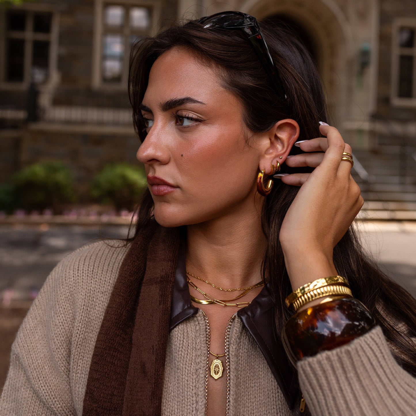 Amber Earrings: Gold