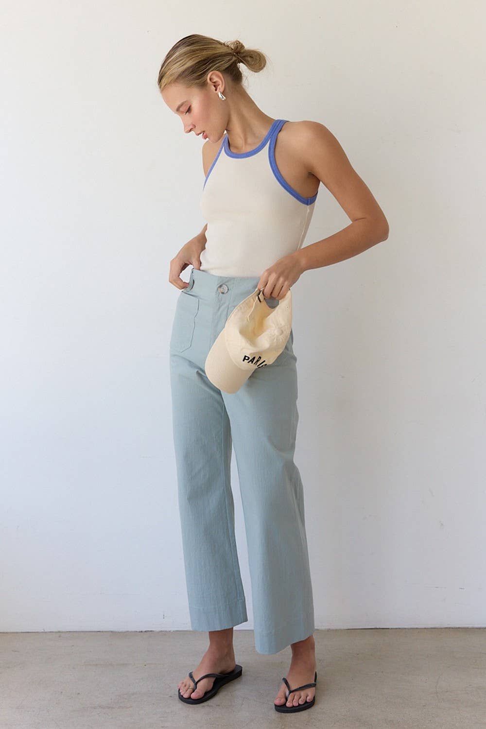 Washed Ringer Tank Top- Cream
