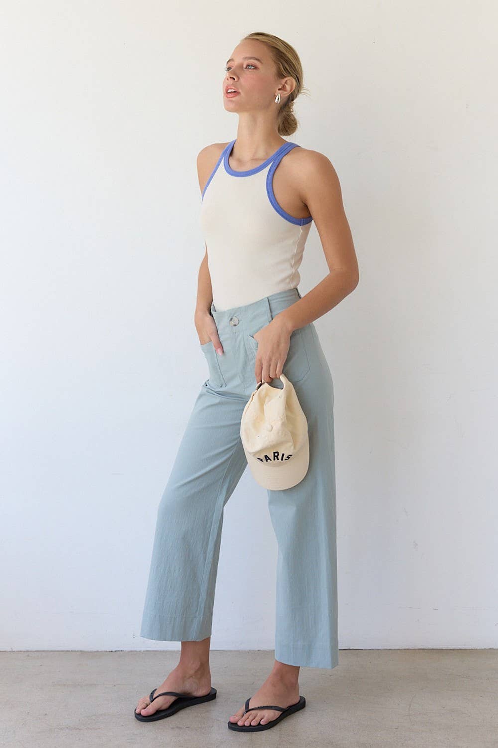 Washed Ringer Tank Top- Cream