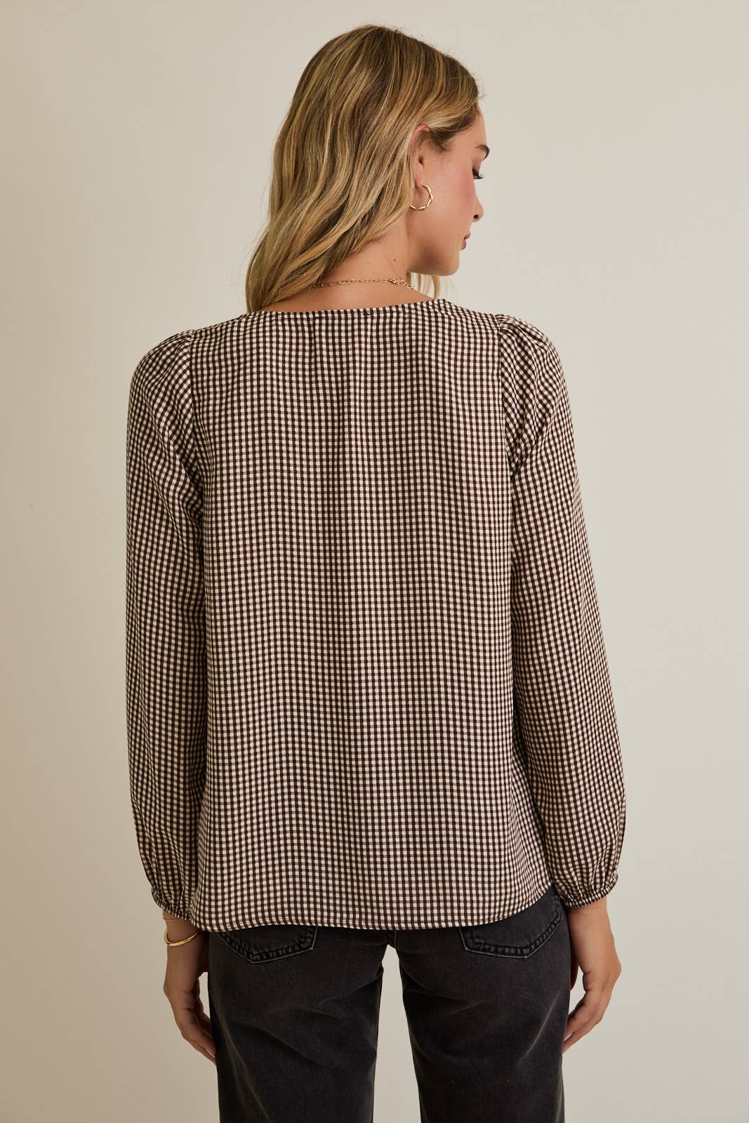 Brown-Cream Checkered Blouse