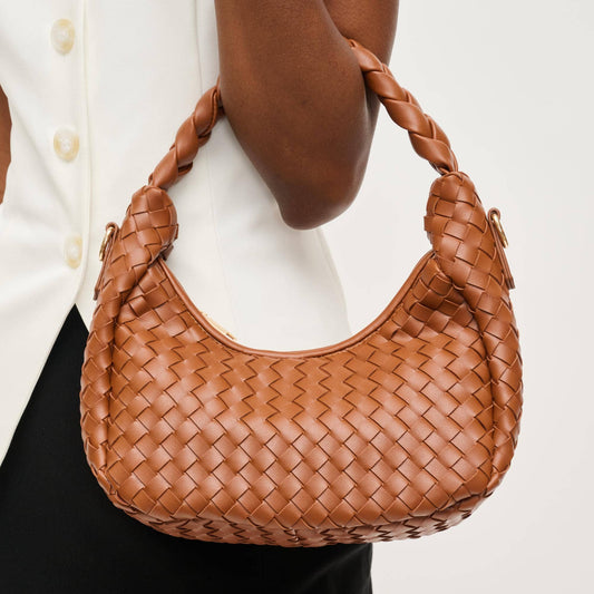 Laken Woven Shoulder Bag Crossbody: Light Chocolate